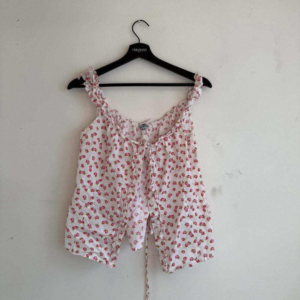 Floral Ruffle Strap Tank Top